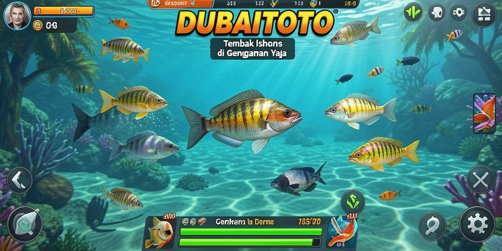 Screenshot gameplay DUBAITOTO menunjukkan aksi tembak ikan yang mendebarkan.