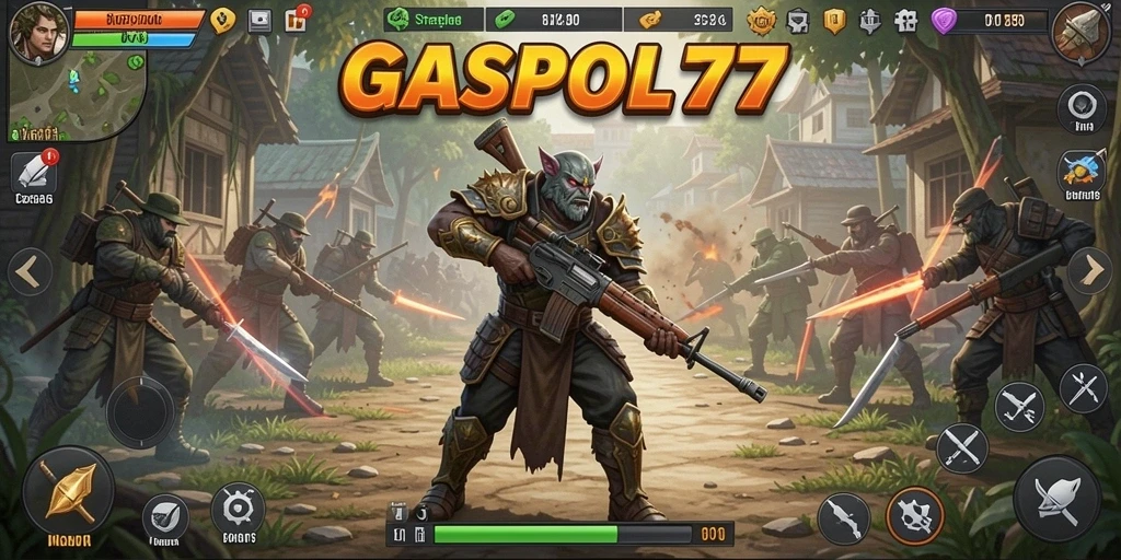 Tangkapan layar dari gameplay <strong>GASPOL77</strong> yang menunjukkan pertarungan strategis.