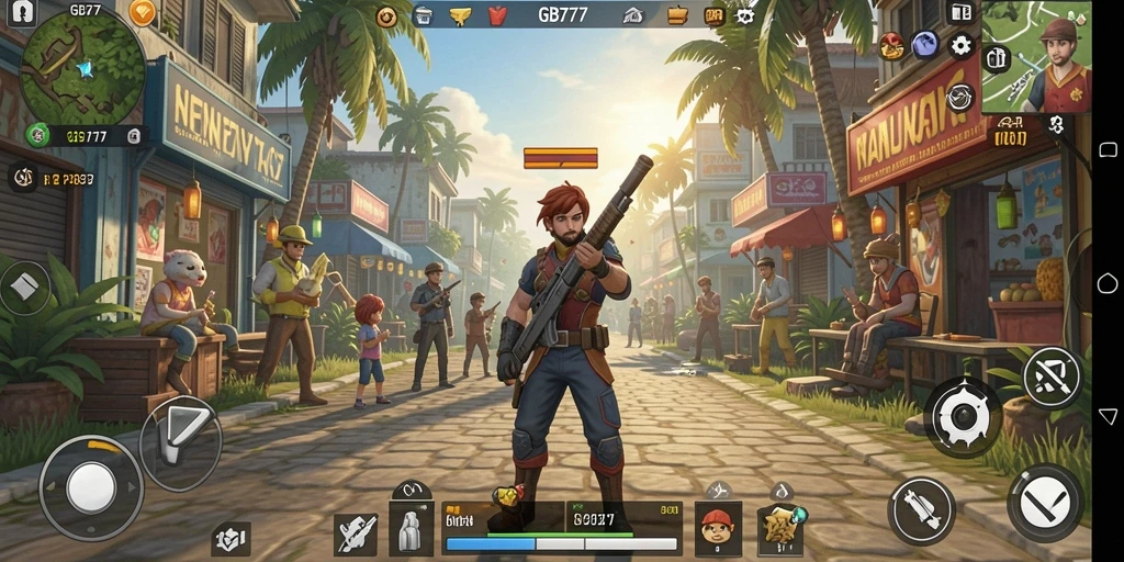 Screenshot gameplay GB777 menampilkan karakter dalam berbagai aktivitas simulasi.