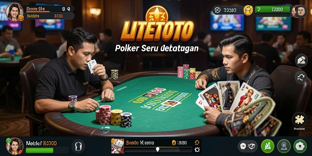Tampilan gameplay menarik LITETOTO dengan suasana poker yang menegangkan.