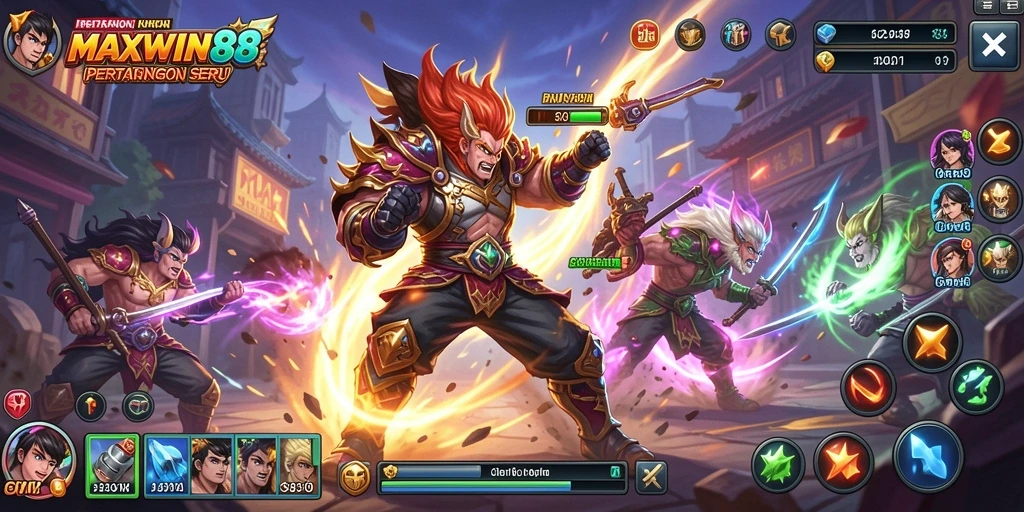 Tampilan gameplay seru dari MAXWIN88 dalam pertarungan yang intens.