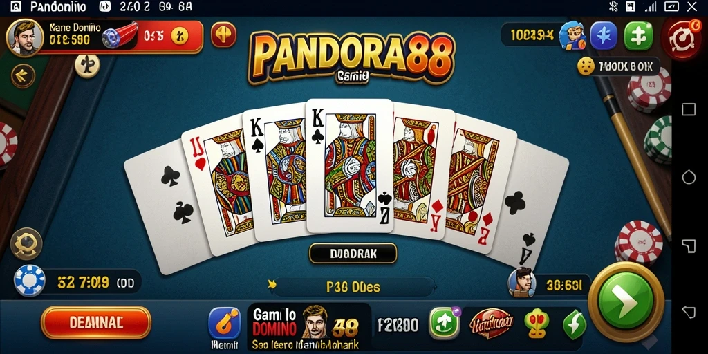 Screenshot gameplay PANDORA88 yang menampilkan keasyikan bermain domino.