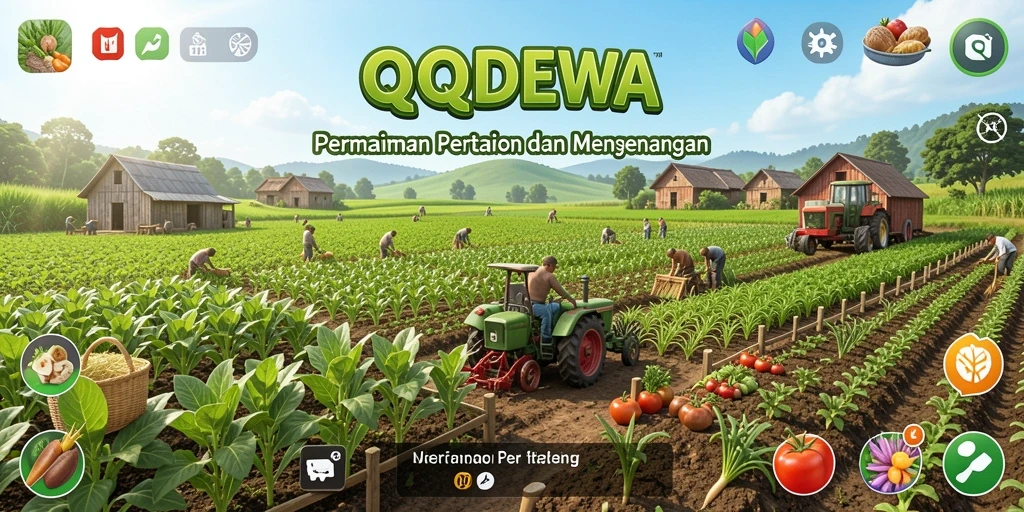 Tampilan gameplay <strong>QQDEWA</strong> menampilkan aktivitas bertani yang seru dan interaktif.