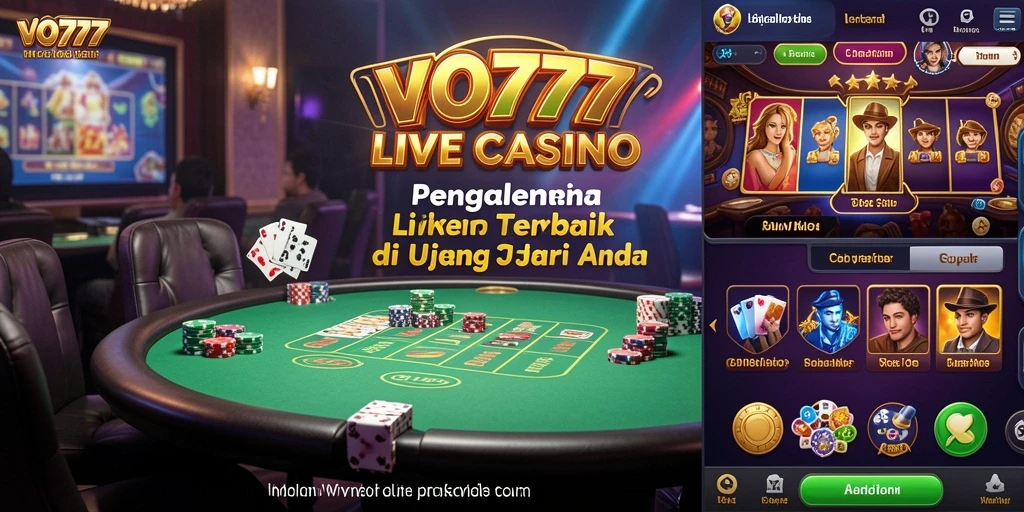 Screenshot utama VO777 menampilkan dealer langsung yang memimpin permainan.